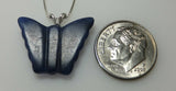 Brand New Sterling Silver Genuine Lapis Lazuli Butterfly Pendant with 18" Chain