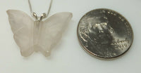 Brand New Sterling Silver Genuine Rose Quartz Butterfly Pendant with 18" Chain