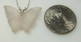 Brand New Sterling Silver Genuine Rose Quartz Butterfly Pendant with 18" Chain