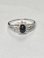 Sterling Silver Black Scarab & 8 Genuine Diamonds Ladies Ring