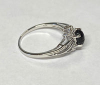 Sterling Silver Black Scarab & 8 Genuine Diamonds Ladies Ring