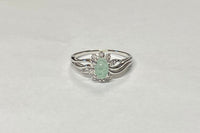 Sterling Silver 925 Genuine Light Green Scarab & 8 Genuine Diamonds Ladies Ring