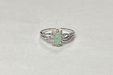 Sterling Silver 925 Genuine Light Green Scarab & 8 Genuine Diamonds Ladies Ring