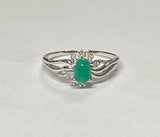 Sterling Silver 925 Dark Green Scarab & 8 Genuine Diamonds Ladies Ring