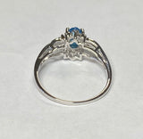 Sterling Silver 925 Blue Scarab & 8 Genuine Diamonds Ladies Ring