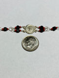 Sterling Silver Genuine Azabache Jet-Coral "Santa Barbara" Medal Bracelet