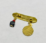 14Kt Gold Dios Me Bendiga with Genuine Azabache & Guardian Angel Baby Pin