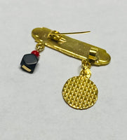 14Kt Gold Dios Me Bendiga with Genuine Azabache & Guardian Angel Baby Pin