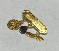 14Kt Gold Dios Me Bendiga with Genuine Azabache, Guardian Angel & Saint Lucia Eyes Baby Pin