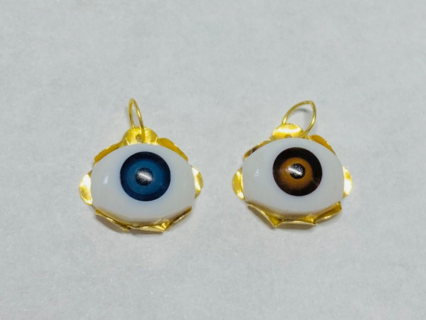 14 Karat Yellow Gold with Plastic Evil Eye Charm Pendant