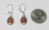 Sterling Silver 10mm Venturina Goldstone Fleur-de-Lis Leverback Dangle Earrings