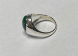 Sterling Silver Genuine Oval Cabochon Malachite 16mm x 12mm Gents Ring