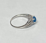 Sterling Silver 925 Blue Scarab & 8 Genuine Diamonds Ladies Ring