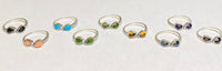 Sterling Silver Genuine Gemstone 6mm x 4mm Pear Cabochon Bypass Beaded Ring (Choose Your Gemstone)