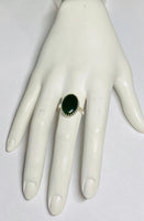 Sterling Silver Genuine Oval Cabochon Nephrite Jade 18mm x 13mm Ladies Ring