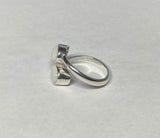 Sterling Silver Genuine 8mm x 6mm Cabochon Opal Bypass Ladies Ring