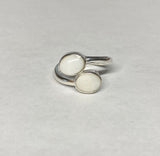 Sterling Silver Genuine 8mm x 6mm Cabochon Opal Bypass Ladies Ring