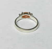 Sterling Silver Genuine 10mm x 5mm Marquise Cabochon Pink Coral Ladies Ring