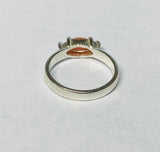 Sterling Silver Genuine 10mm x 5mm Marquise Cabochon Pink Coral Ladies Ring