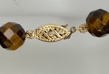 10 Karat Yellow Gold Tiger's Eye and Smoky Quartz & Gold Bead Drop Necklace