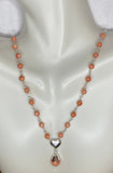 Sterling Silver Genuine Pink Coral Beads Drop Curb 18" Necklace