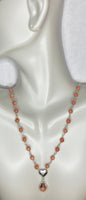 Sterling Silver Genuine Pink Coral Beads Drop Curb 18" Necklace