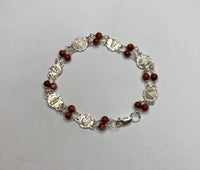 Sterling Silver Goldstone Venturina Catholic Saints 8mm Medal 7" Bracelet