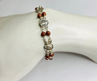 Sterling Silver Goldstone Venturina Catholic Saints 8mm Medal 7" Bracelet