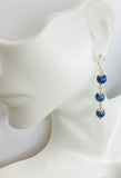 Vintage 14 Karat Yellow Gold and Lapis Lazuli Beads Dangle Earrings