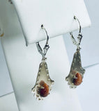 Sterling Silver Brown Goldstone Venturina Fleur-de-Lis Leverback Dangle Earrings