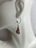 Sterling Silver Brown Goldstone Venturina Fleur-de-Lis Leverback Dangle Earrings