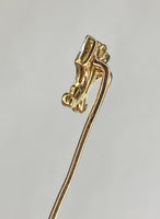 Vintage 18K Gold Edwardian Diamond & Sapphire Fleur-de-Lis Tie Stick Pin c. 1900