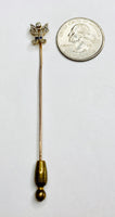 Vintage 18K Gold Edwardian Diamond & Sapphire Fleur-de-Lis Tie Stick Pin c. 1900