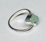 Sterling Silver Genuine Burmese Jadeite 8mm x 6mm Cabochon Bypass Ladies Ring