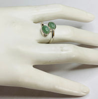 Sterling Silver Genuine Burmese Jadeite 8mm x 6mm Cabochon Bypass Ladies Ring