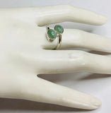 Sterling Silver Genuine Burmese Jadeite 8mm x 6mm Cabochon Bypass Ladies Ring