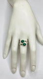 Sterling Silver Genuine Malachite 8mm x 6mm Cabochon Bypass Ladies Ring