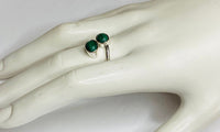 Sterling Silver Genuine Malachite 8mm x 6mm Cabochon Bypass Ladies Ring