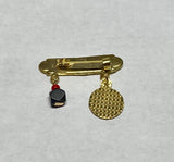 14Kt Gold Dios Me Bendiga with Genuine Azabache & Guardian Angel Baby Pin