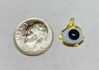 14 Karat Yellow Gold with Plastic Evil Eye Charm Pendant