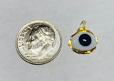 14 Karat Yellow Gold with Plastic Evil Eye Charm Pendant