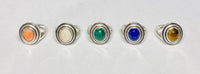 Sterling Silver Genuine Gemstone 10mm x 8mm Oval Stepped Cabochon Ring (Choose Your Gemstone)