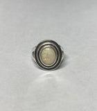 Sterling Silver Genuine Gemstone 10mm x 8mm Oval Stepped Cabochon Ring (Choose Your Gemstone)