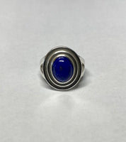 Sterling Silver Genuine Gemstone 10mm x 8mm Oval Stepped Cabochon Ring (Choose Your Gemstone)