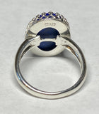 Sterling Silver Genuine Oval Cabochon Lapis Lazuli 18mm x 13mm Ladies Ring