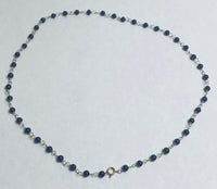 Estate Sale Vintage 14K Yellow Gold Filled Genuine 4mm Lapis Lazuli 17.5" Necklace