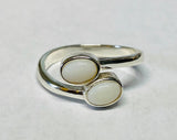 Sterling Silver Genuine 6mm x 4mm Cabochon Opal Bypass Ladies Ring