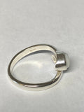 Sterling Silver Genuine 6mm x 4mm Cabochon Opal Bypass Ladies Ring