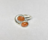 Sterling Silver Brown Goldstone Venturina 8mm x 6mm Cabochon Bypass Ladies Ring