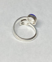 Sterling Silver Genuine Lapis & Tiger Eye 8mm x 6mm Cabochon Bypass Ladies Ring